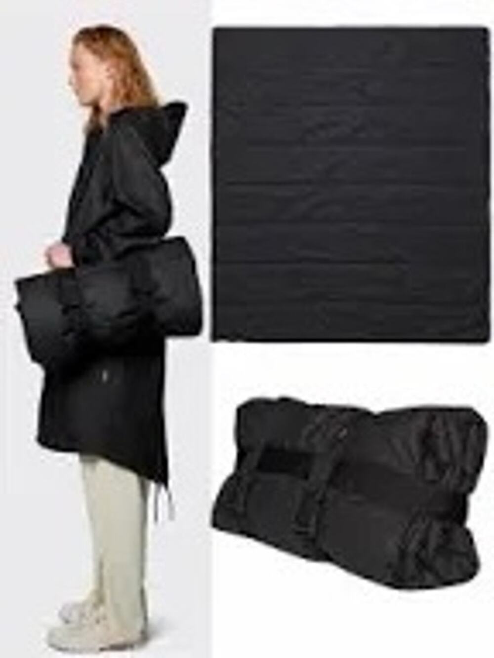 RAINS Trail Blanket Black Quilted Packable Outdoor Travel Picnic Blanket